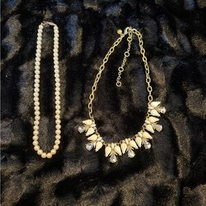 Vintage Japan Faux Pearl Necklace & J. Crew vintage Angel cream color Necklace